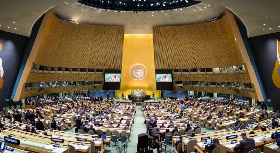 An image of the General Assembly hall in New York City