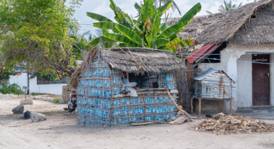 House made of plastic bottles .