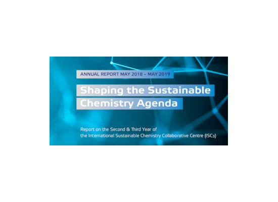  "Shaping the Sustainable Chemistry Agenda" on a blue background 