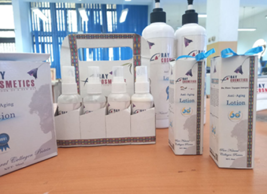 cosmetic products in different bottles and packages