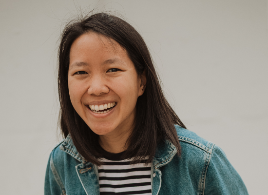 woman smiling in camera