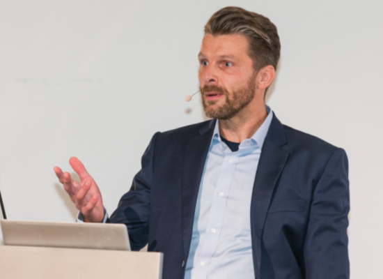 man holding a speech